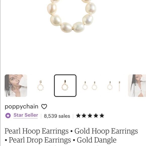 Pearl Hoop Earrings - Picture 8 of 9